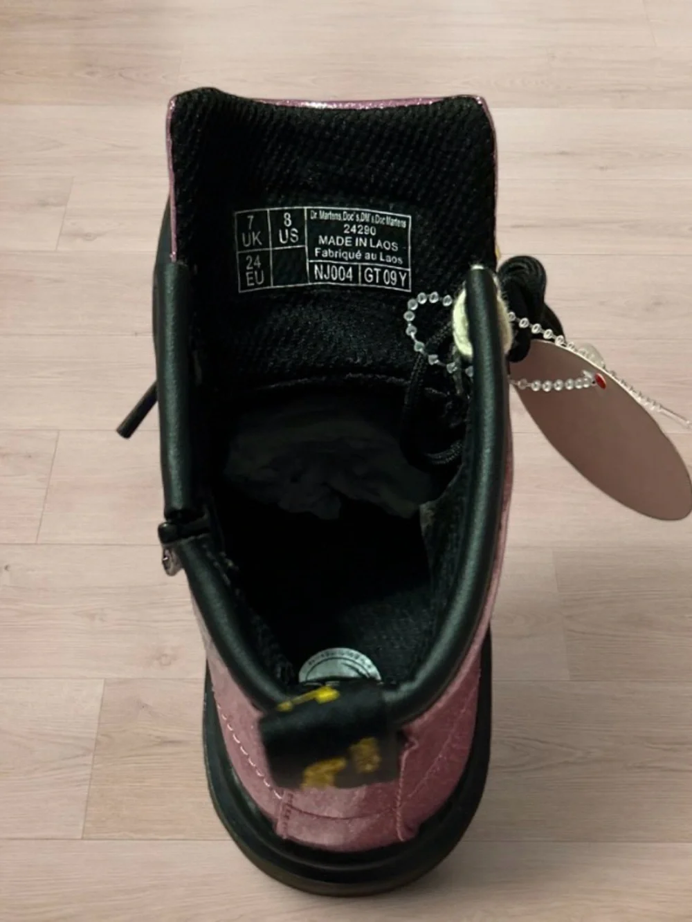Dr. Martens Kids Pink Glitter 1460 Zip Boot